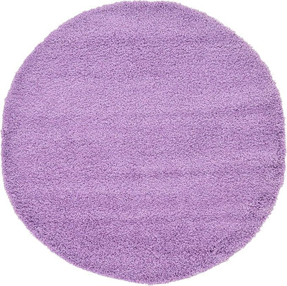 Unique Loom Solid Shag Collection Area Rug (6' 1" Round, Lilac)