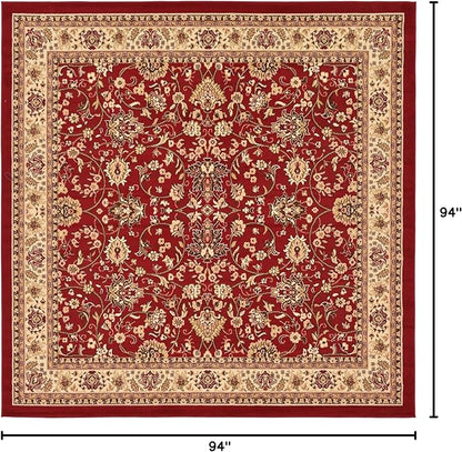Unique Loom Sialk Hill Collection Area Rug - Washington (7' 10" Square Burgundy/Cream)