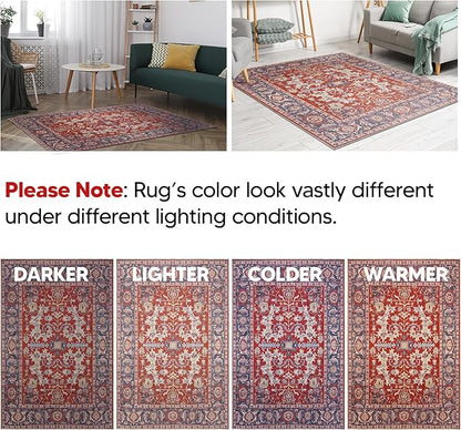 Keen Home Design 2x10 Rug - Machine Washable Runner Rug with Non-Slip Backing, Ideal for Hallway, Entryway, Kitchen, Laundry Room - Vintage, Easy Clean, Durable, Low Pile - (2'6" x 10')