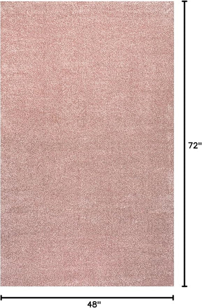 Eyely UES100P-4 Supersoft Haze Solid Low-Pile Indoor Area Rug Casual;Contemporary;Solid;Traditional, Bedroom, Kitchen, Living Room, Easy-Cleaning, Non-Shedding, 4 X 6, Pink