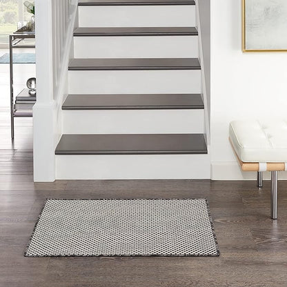 Nourison Home Courtyard Ivory Charcoal 2' x 3' Area Rug - Easy Clean, Non Shedding, Bed Room, Living Room, Dining Room, Kitchen (2' x 3')