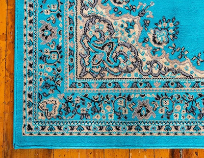 Unique Loom Reza Collection Traditional Persian Style Area Rug, 9 ft 10 in x 13 ft, Turquoise/Ivory