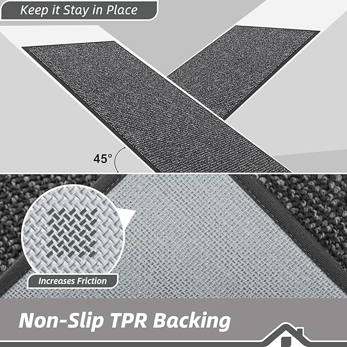 BEQHAUSE Hallway Runner Rugs 2x8, Hallway Rug Non-Slip Washable(Rolled-Up NO Creases), Runner Rug Absorbent Stain Resistant Hall Rug Carpet Runner, Entryway Rugs Floor Mat Laundry Room Rugs, Charcoal