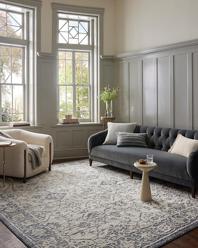 Loloi Magnolia Home by Joanna Gaines Gigi Collection GIG-02 Ivory/Blue 2'-7" x 7'-6" Runner Rug