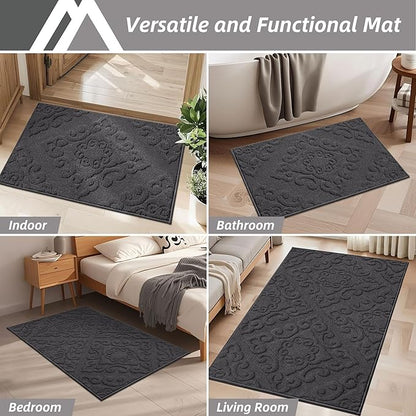 COSY HOMEER Door Mat 24”x36”,Absorbent Dirt Trapper Entryway Rugs,Non-Slip Welcome Mat,Washable Entry Rugs,Low Pile Doormat for Front Back Door,Wet Shoes & Paws,Dark Grey