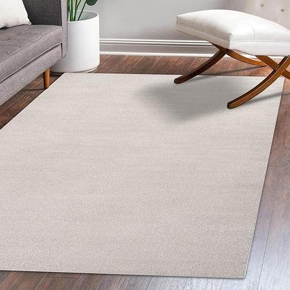 Eyely UES100D-15 Supersoft Haze Solid Low-Pile Indoor Area Rug, Coastal, Bohemian, Minimalist, Classic, Casual for Bedroom,Kitchen,Living Room,Non Shedding,Easy-Washing, Ivory, 12 X 15
