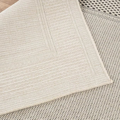 CAMILSON Easy Jute Rug 2x7, Indoor and Outdoor Off-White Runner Rug for Kitchen, Hallway and Entryway, Bordered Boho Woven Design, Easy-Cleaning, Washable Outside Carpet (2 x 7)