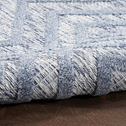 Nourison Home Versatile Denim Blue 5' x 7' Area Rug - Easy Clean, Non Shedding, Bed Room, Living Room, Dining Room, Kitchen (5' x 7')
