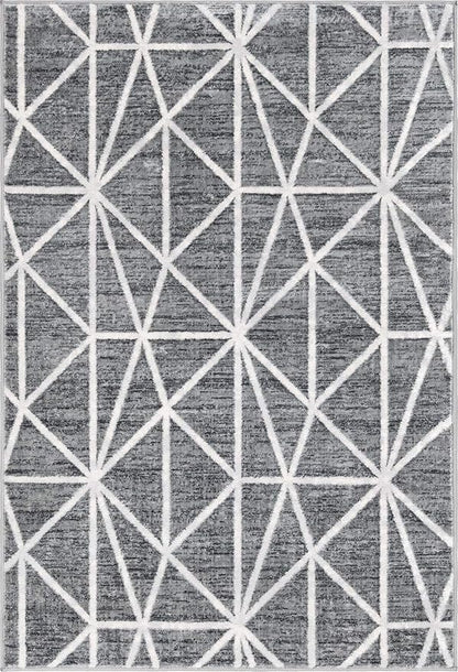 Rugs.com Lattice Trellis Collection Rug – 4' x 6' Gray Low-Pile Rug Perfect for Living Rooms, Large Dining Rooms, Open Floorplans