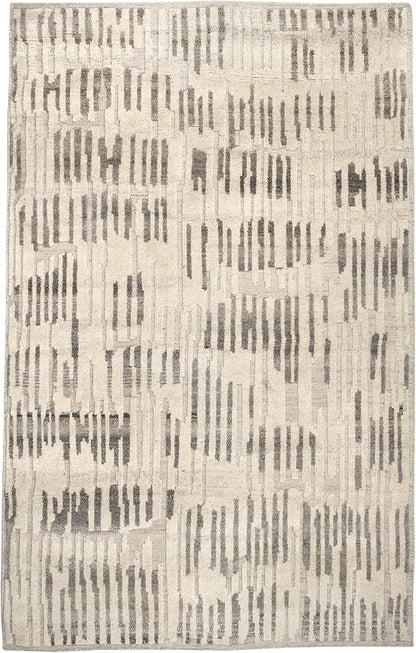 Dash & Albert Hicks Natural Hand Knotted Wool Rug, 6 X 9 Feet, Ivory Geometric Pattern - Premium Luxury Hotel Quality Soft Breathable Hypoallergenic Machine Washable Easy Care All Season