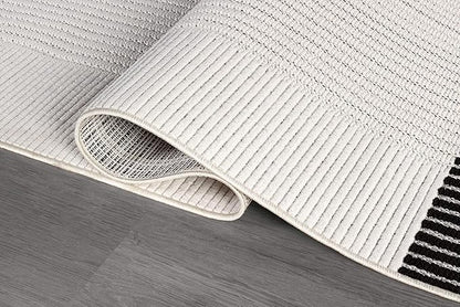 Modern Micro Loop Indoor Area Rugs for Living Room Bedroom Kitchen Geometric Striped Black-White 9x12 Luxury Durable Low and High Pile Non-Shedding Stain Resistant Soft Area Carpet 9 x 12
