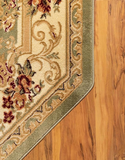 Unique Loom Versailles Collection Traditional Classic Floral Motif Area Rug (7' 11 x 7' 11, Green/Ivory)