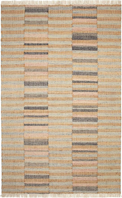 Dash and Albert Ravel Wool Area Rug - 5' x 8' Blue Stripe Handwoven Accent Rug - Durable, Eco-Friendly, High Traffic Area Hallway, Living Room, Stairs