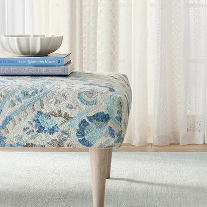 Dash & Albert Crosshatch Sky Hand Micro Hooked Wool Rug, 7.5 X 9.5 Feet, Blue Solid Pattern