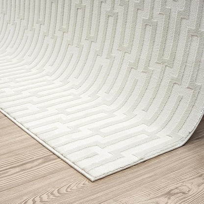 Abani Neutral Cream Area Rug for Living Room, Bedroom - Geometric Pattern - 2' x 3' - Durable & Easy to Clean