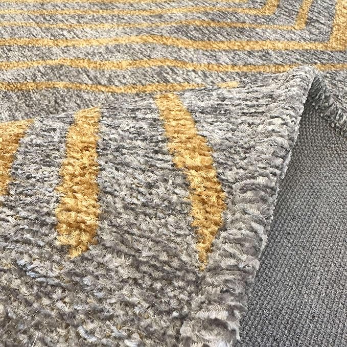 Alfa Rich 3x5 Geometric Gray Gold Washable Area Rugs for Living Room Bedroom Kitchen Cotton Runner