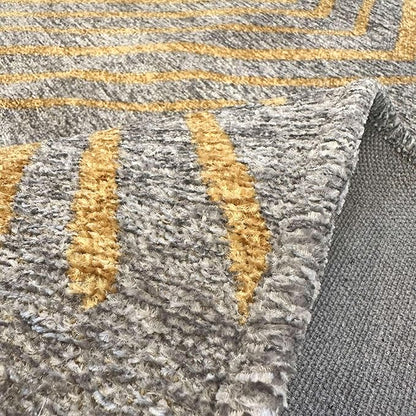 Alfa Rich 4x6 Geometric Gray Gold Washable Area Rugs for Living Room Bedroom Kitchen Cotton Rug