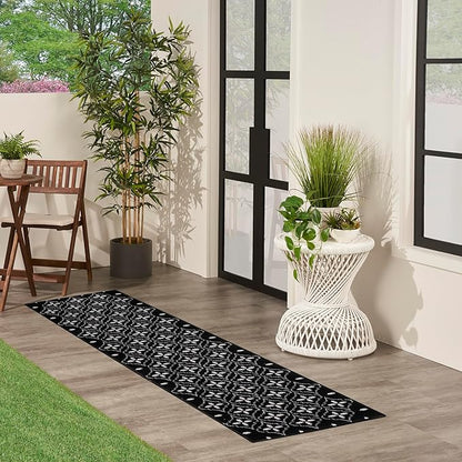 Nourison Home Nourison Essentials Black Ivory 2'2" x 7'6" Area Rug - Easy Clean, Non Shedding, Bed Room, Living Room, Dining Room, Kitchen (8' Runner)