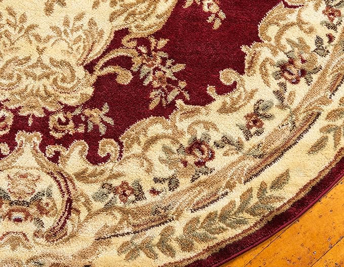 Rugs.com Chateau Collection Rug – 13' Round Red Medium Rug Perfect for Kitchens, Dining Rooms