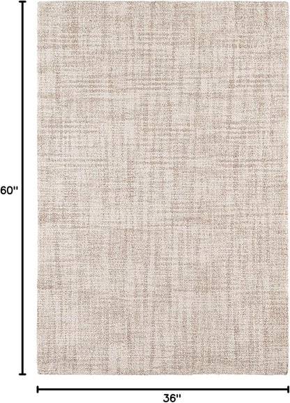 Dash and Albert Crosshatch Wool Area Rug - 3' x 5' Ivory Solid Hand Micro Hooked Accent Rug - Durable, High Traffic Areas Bedroom, Hallway, Stairs - Premium Luxury Hotel Quality Soft Breathable