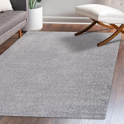 Eyely UES100A-5 Supersoft Haze Solid Low-Pile Indoor Area Rug Casual;Contemporary;Solid;Traditional, Bedroom, Kitchen, Living Room, Easy-Cleaning, Non-Shedding, 5 X 8, Gray