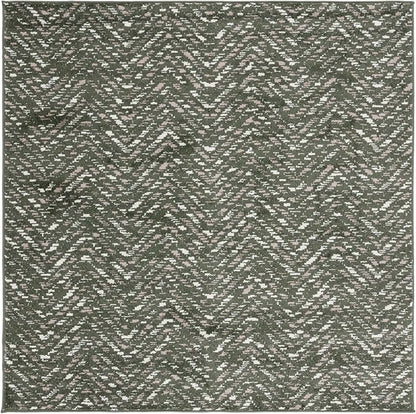 SAFAVIEH Adirondack Collection Area Rug - 6' Square, Dark Green & Ivory, Chevron Design, Non-Shedding & Easy Care, Ideal for High Traffic Areas in Living Room, Bedroom, Dining (ADR104Y-6SQ)
