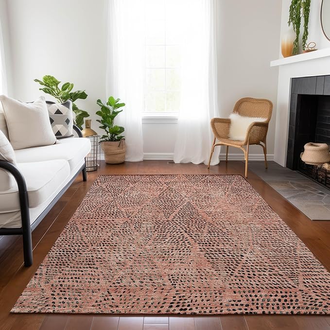 Addison Rugs Chantille ACN591 Salmon 3' x 5' Indoor Outdoor Area Rug, Easy Clean, Machine Washable, Non Shedding, Bedroom, Living Room, Dining Room, Kitchen, Patio Rug
