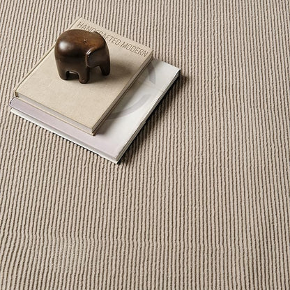 Revival Rugs Stripe 6'7"x9' Washable Area Rug for Living Room Bedroom - 100% Recycled Oeko-TEX Certified, Medium Pile, Taupe