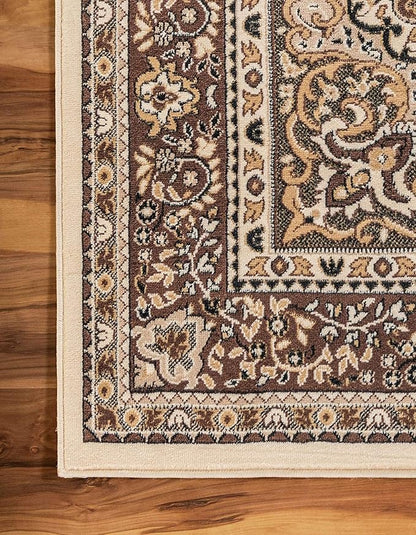 Unique Loom Reza Collection Traditional Persian Style Area Rug, 8 x 10 ft, Ivory/Brown