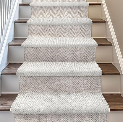 Well Woven Custom Size Hallway & Stair Runner- Harlow Pompeii Ivory 31 Inches Wide x 20 Feet Long Runner (31" x 20') Runner Rug - Modern Chevron Pattern, Ultra-Soft, Easy-Clean