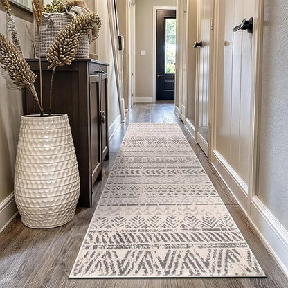 Rugshop Geometric Boho Perfect for high Traffic Areas of Your Living Room,Bedroom,Home Office,Kitchen Runner Rug 2'7" x 10' Gray