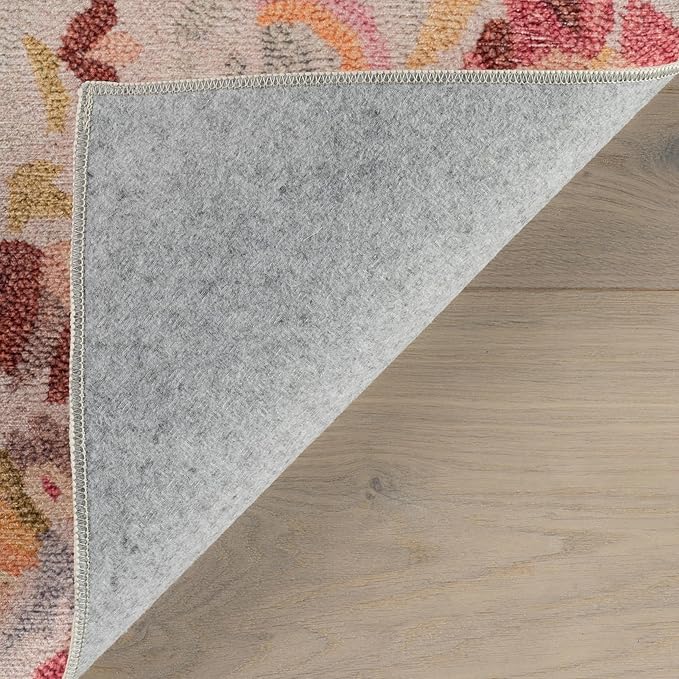 Dash & Albert INES Multi Machine Washable Rug, 6 X 9 Feet, Multicolored/Yellow Floral Pattern