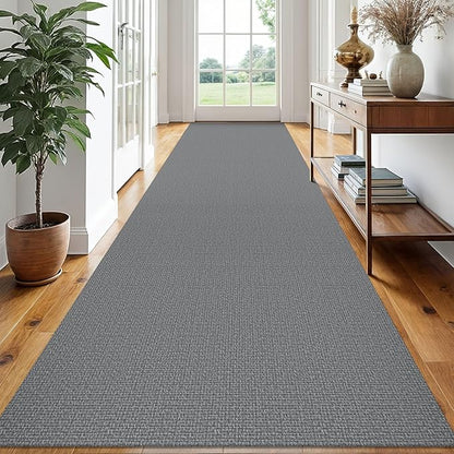 EARTHALL Extra Long Runner Rug 3x16 Ft Washable Runners for Hallways Cotton Non Slip Entryway Runner Braided Kitchen Runner Indoor Outdoor Carpet Runners for Hotels, Hall, Stair, Charcoal Gray