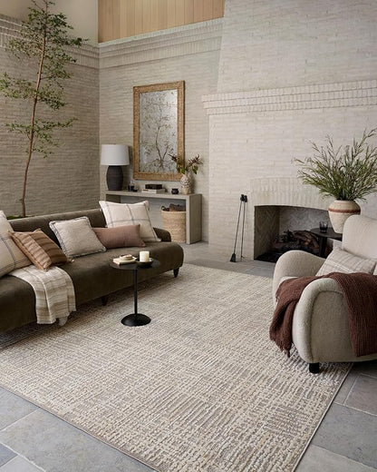 Loloi Amber Lewis Bexley Collection BEX-07 Natural/Dove 11'-6" x 15' Area Rug Neutral, Textured, Living, Bedroom, Dining, Carpet