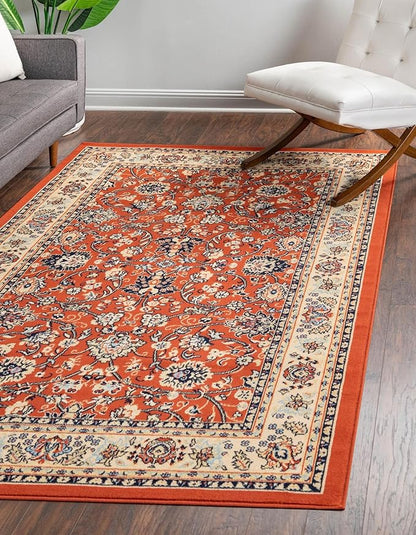 Unique Loom Sialk Hill Collection Area Rug - Washington (9' x 12' Rectangle Terracotta/Cream)