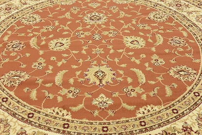 Unique Loom Voyage Collection Traditional Oriental Classic Intricate Design Area Rug (8' 0 x 8' 0 Round, Terracotta/Ivory)