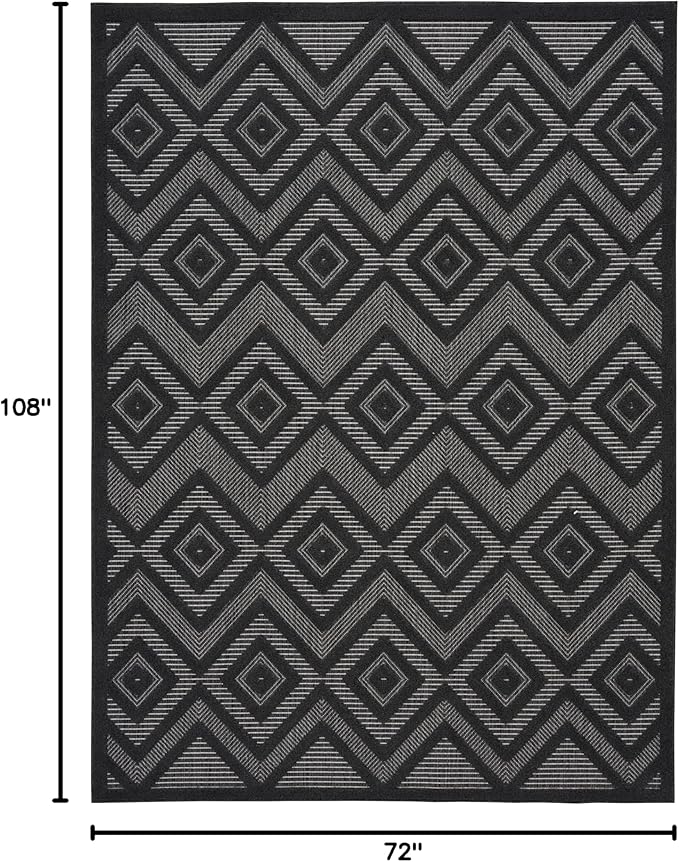 Nourison Home Versatile Charcoal Black 6' x 9' Area Rug - Easy Clean, Non Shedding, Bed Room, Living Room, Dining Room, Kitchen (6' x 9')