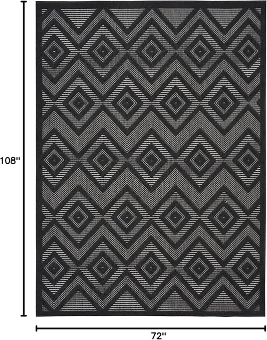 Nourison Home Versatile Charcoal Black 6' x 9' Area Rug - Easy Clean, Non Shedding, Bed Room, Living Room, Dining Room, Kitchen (6' x 9')