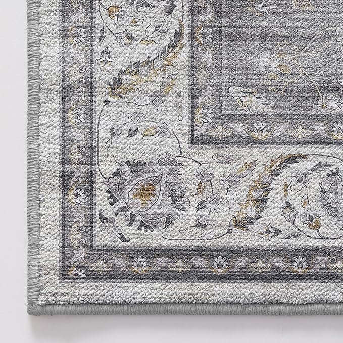 LUMI Washable Area Rug for Living Room, 8x10 Ultra Soft Traditional Vintage Rugs Non Slip with Rubber Backing, Low Profile, High Traffic, Stain Resistant Carpets, Ideal for Bedroom, Dining Room