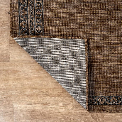 CAMILSON Outdoor Rug 5x7 Medallion Gold Modern Area Rugs for Indoor and Outdoor Patios Kitchen and Hallway Mats Washable Porch Deck Outside Carpet (Medallion Gold 5 x 7)