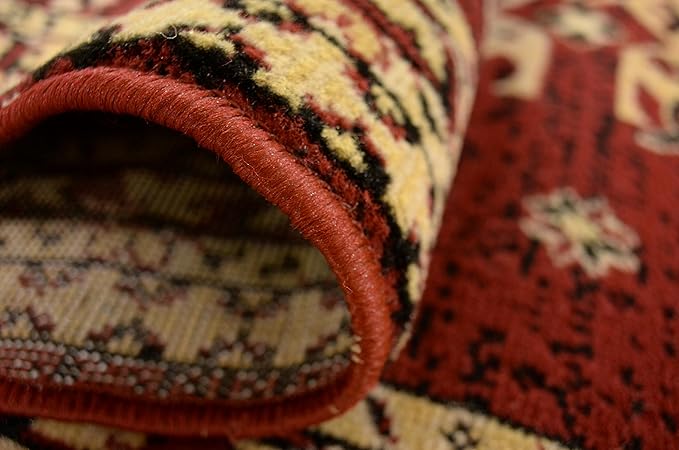 Unique Loom Taftan Collection Border Geometric Tribal Inspired Design Area Rug (2' 11 x 16' 5 Runner, Red/ Gold)