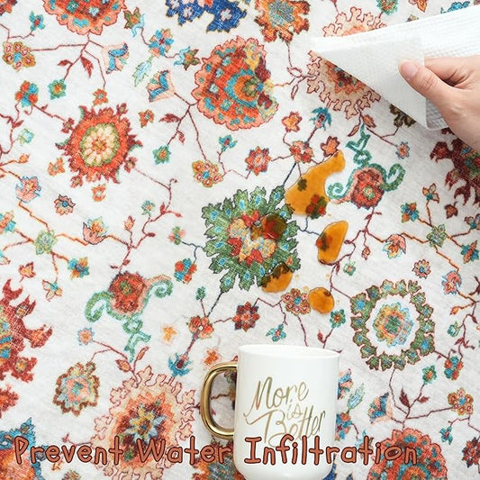 Rugcomf Area Rugs 8x10 for Living Room Clearance, Machine Washable Boho Rug, Non Slip Vintage Low Pile Large Carpet for Bedroom, Farmhouse, Dining Room, Kids Playroom (Colorful)