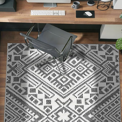 Rugshop Boho Cream Tribal Area Rug 4x6 Modern Indoor Carpet for Living Room, Bedroom, or Entryway – Non-Shedding, Low Pile Geometric Design 4' x 6'