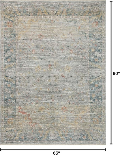 Loloi Magnolia Home by Joanna Gaines Millie Collection MIE-04 Slate/Multi 5'-3" x 7'-6", .25" Pile Height, Area Rug
