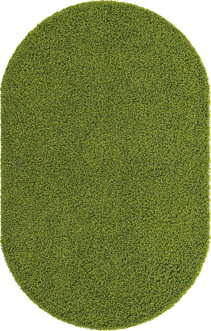 Unique Loom Solid Shag Collection Area Rug (5' 3" x 8' Oval, Grass Green)