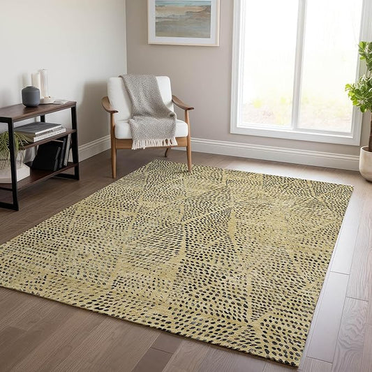 Addison Rugs Chantille ACN591 Gold 2'6" x 3'10" Indoor Outdoor Area Rug, Easy Clean, Machine Washable, Non Shedding, Bedroom, Living Room, Dining Room, Kitchen, Patio Rug