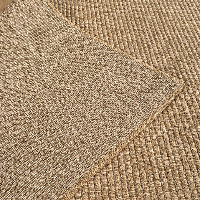 CAMILSON Easy Jute Rug 6x9, Indoor Outdoor Natural Color Farmhouse Area Rugs for Living Room Patio and Kitchen Rug, Solid Boho Woven Design, Easy-Cleaning, Washable Outside Carpet Alfombras (6 x 9)