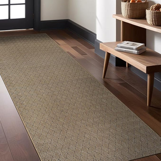 Easy Jute Rugs 2x7 Herringbone Natural Color Living Room Indoor Outdoor Runner Rug for Patio and Kitchen Rug High Traffic Washable Easy to Clean Solid Boho Woven Design Carpet (2 x 7)