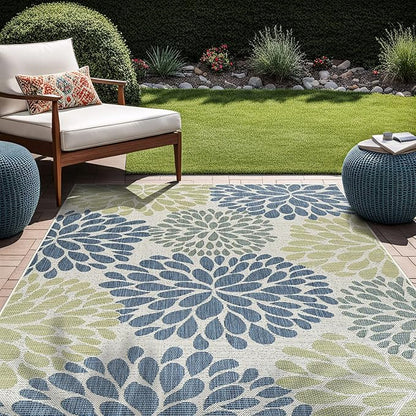 Beverly Rug Outdoor Rug 9x12 Modern Exotic Tropical Leaf Area Rugs for Indoor and Outdoor Patio Deck Porch Garden Water Resistant Washable Outside Carpet (9 x 12 Olive)