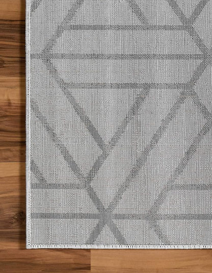 Rugs.com Lattice Trellis Collection Rug – 6 Ft Runner White Low-Pile Rug Perfect for Hallways, Entryways